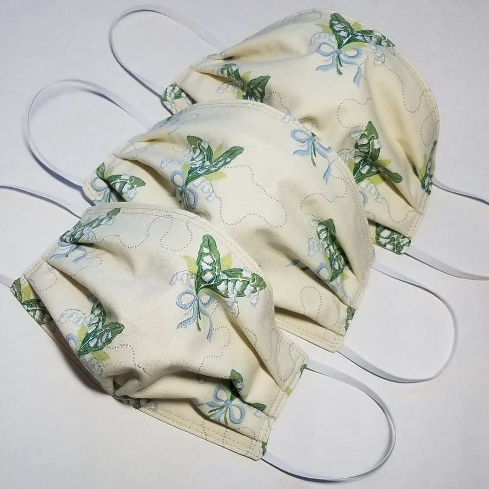 3 Pack Lily of the Valley Floral Handmade Masks